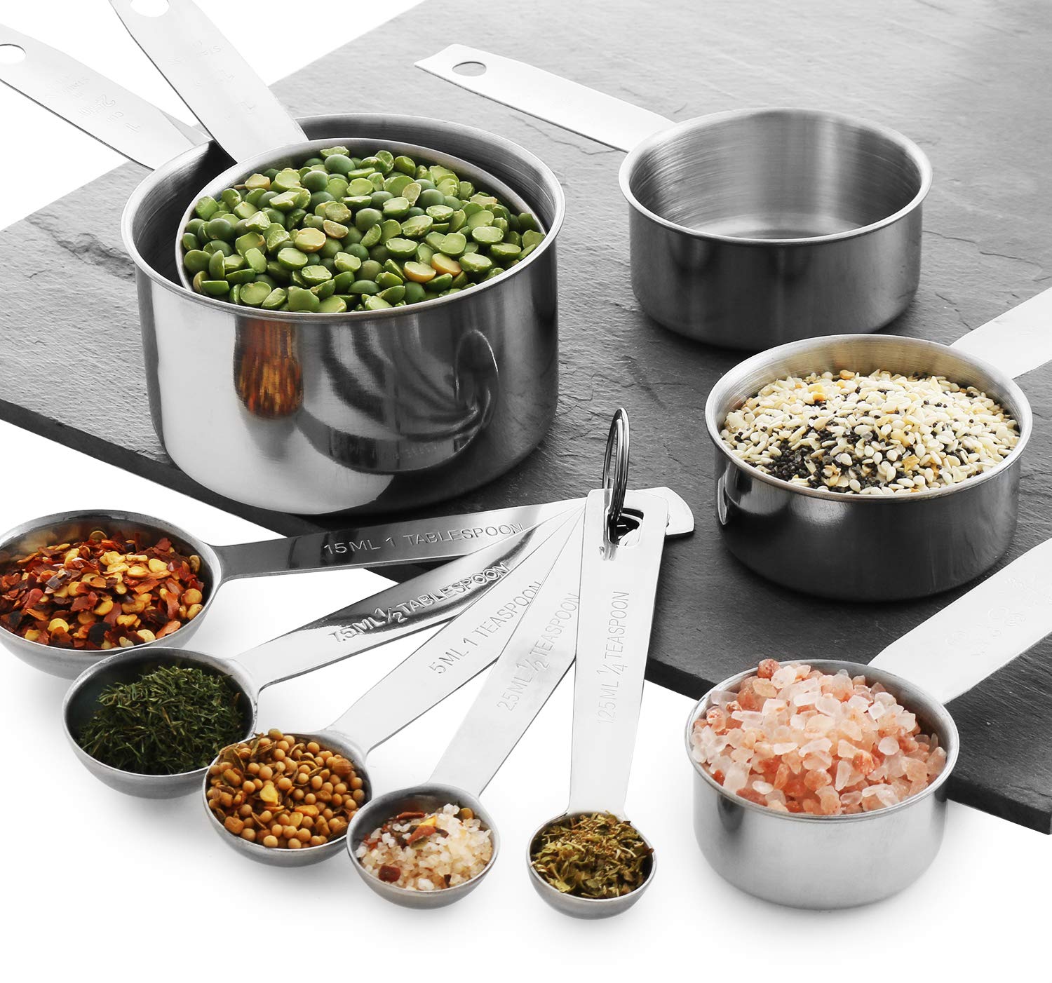 Laxinis World 1/4-cup stainless steel measuring cup with deep scoop bowl.