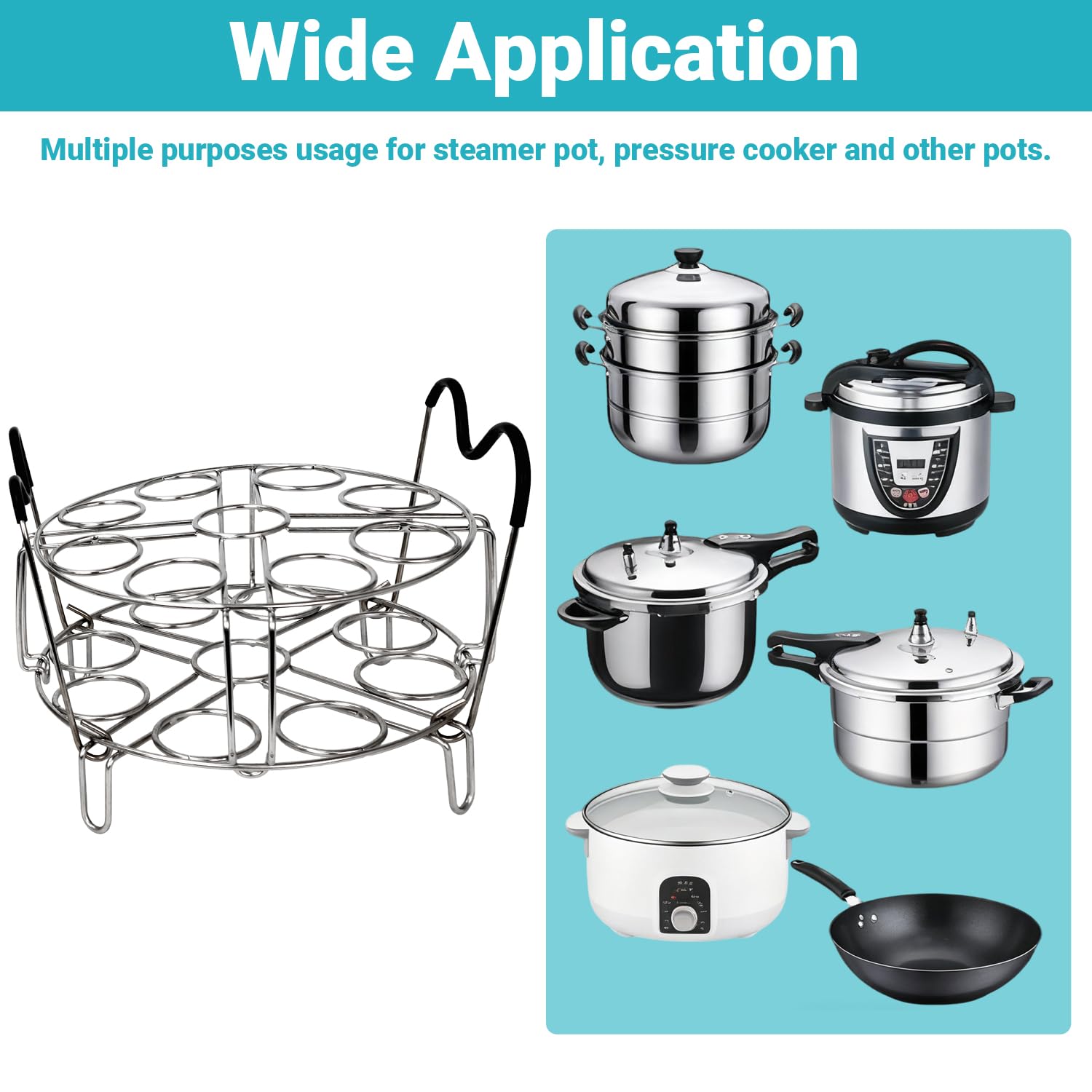 LayaVilla 304 stainless steel construction ensures durable steaming rack.