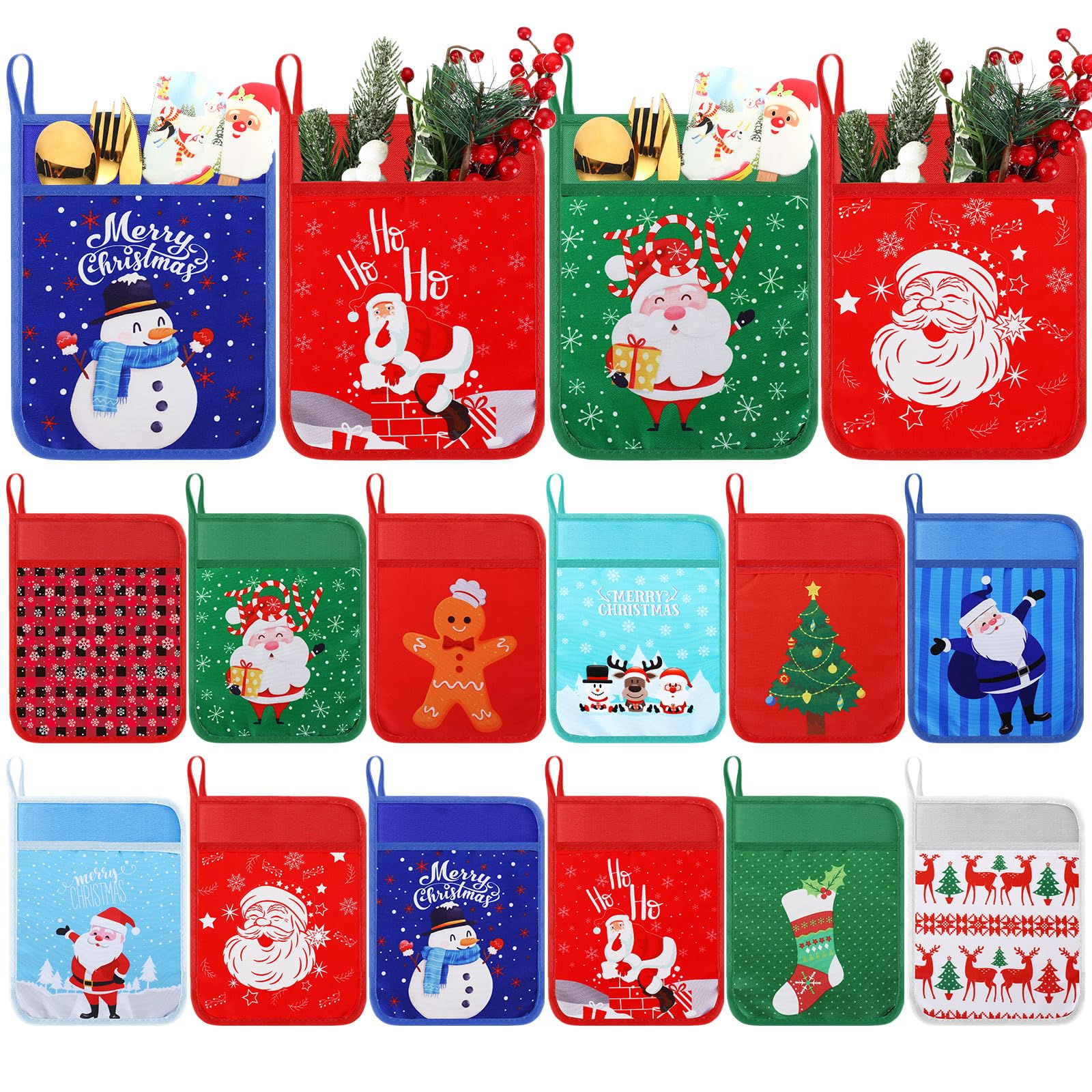 Layhit Christmas pot holder with Santa pattern, heat protection for cooking and serving