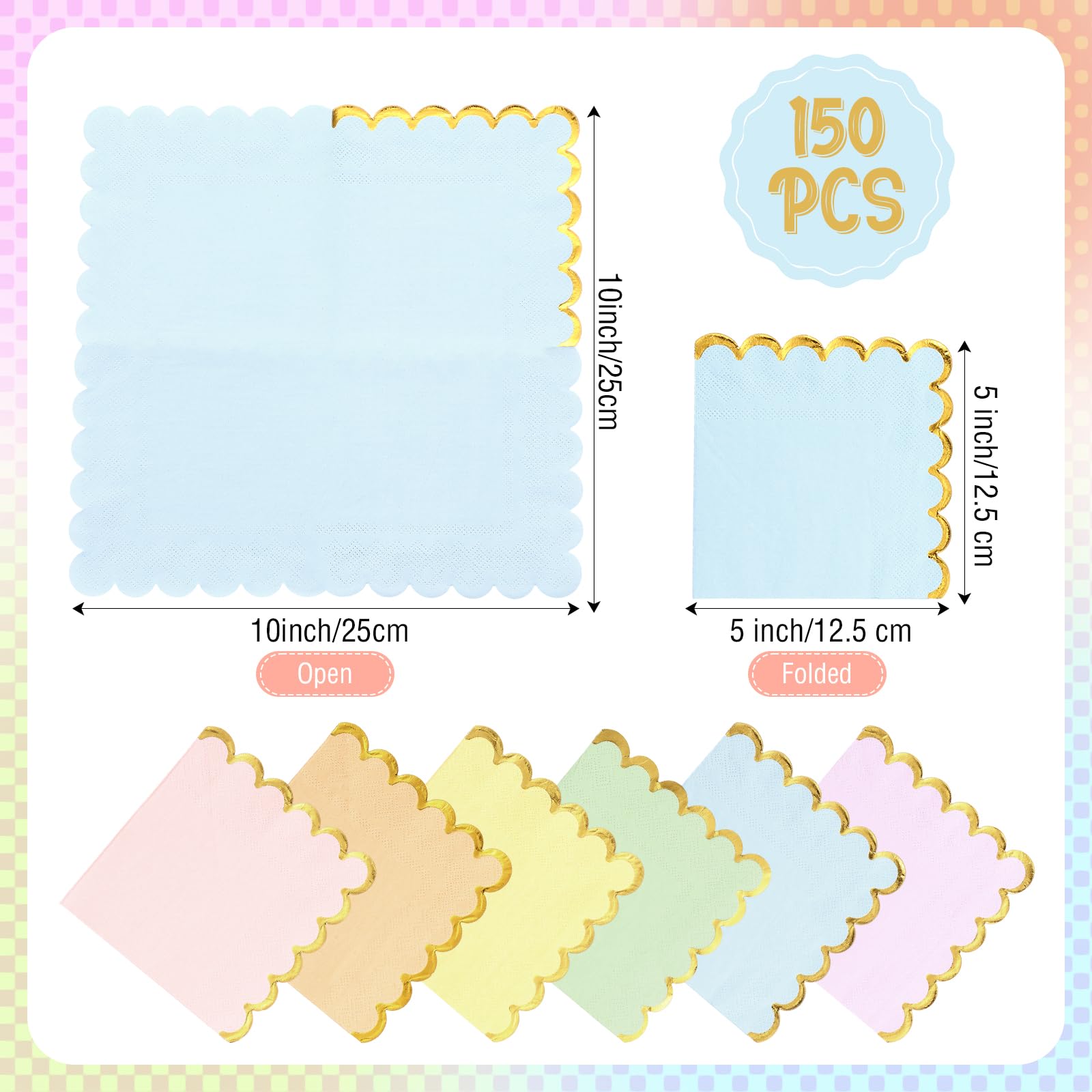 Layhit scalloped pastel napkins add soft color to celebrations.