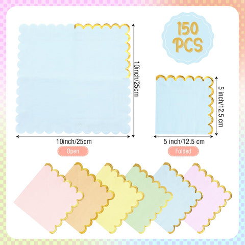 Layhit scalloped pastel napkins add soft color to celebrations.