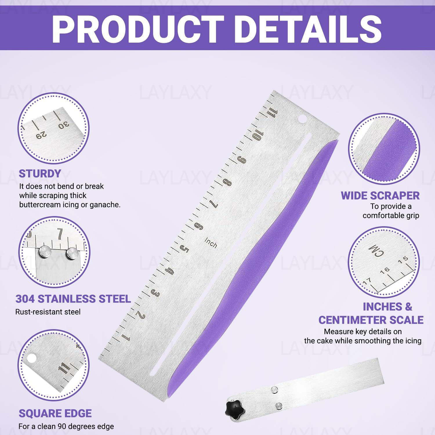 Laylaxy stainless steel icing spatula delivers smooth, even layers.