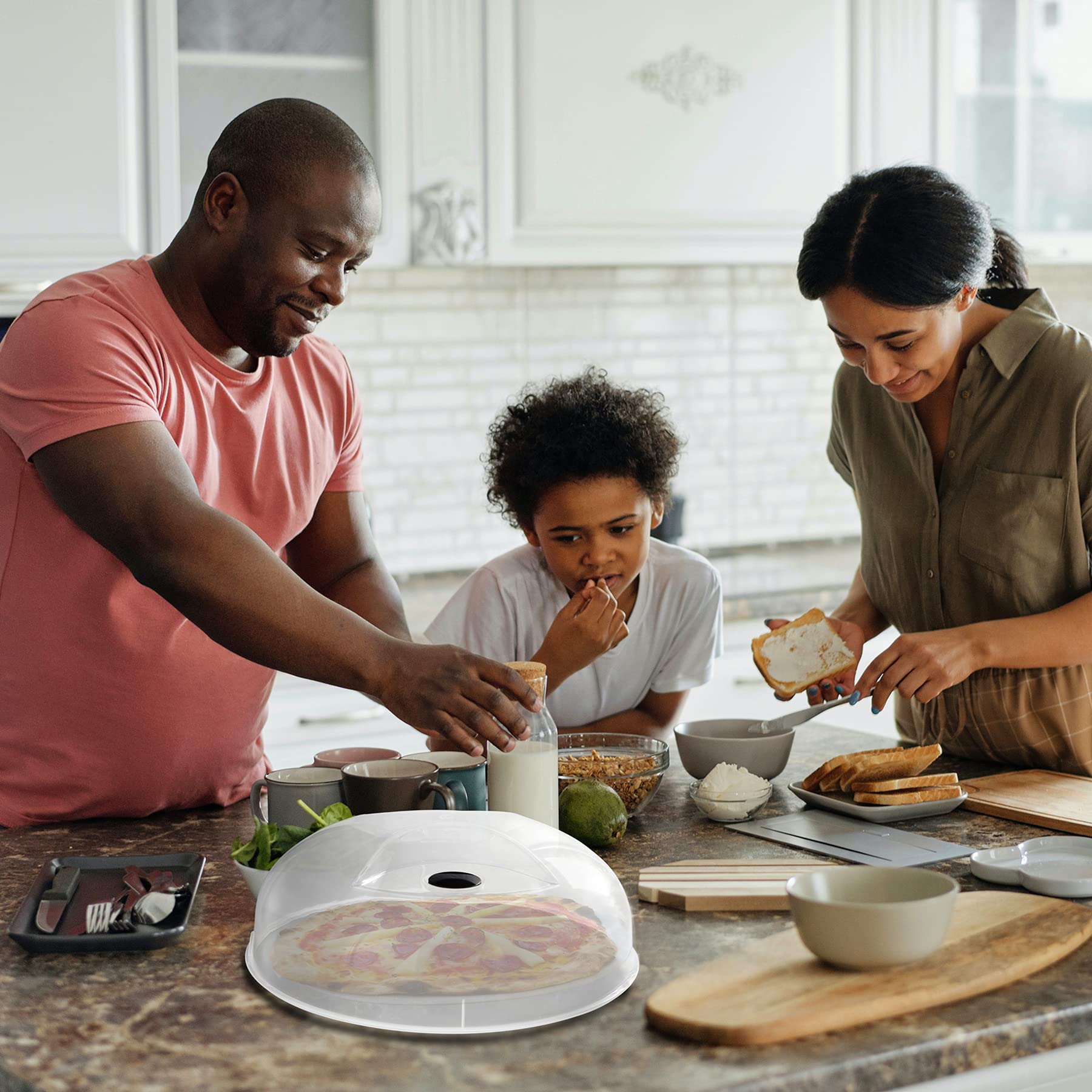Layron large plate cover with grip handle for easy removal from microwave