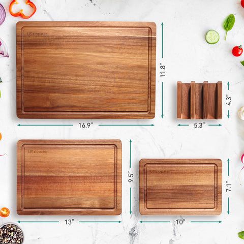 LAZIOPATER Acacia cutting board with drying shelf helps organization
