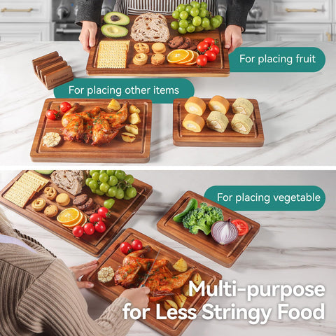 LAZIOPATER Acacia cutting board knife-friendly surface for blade safety