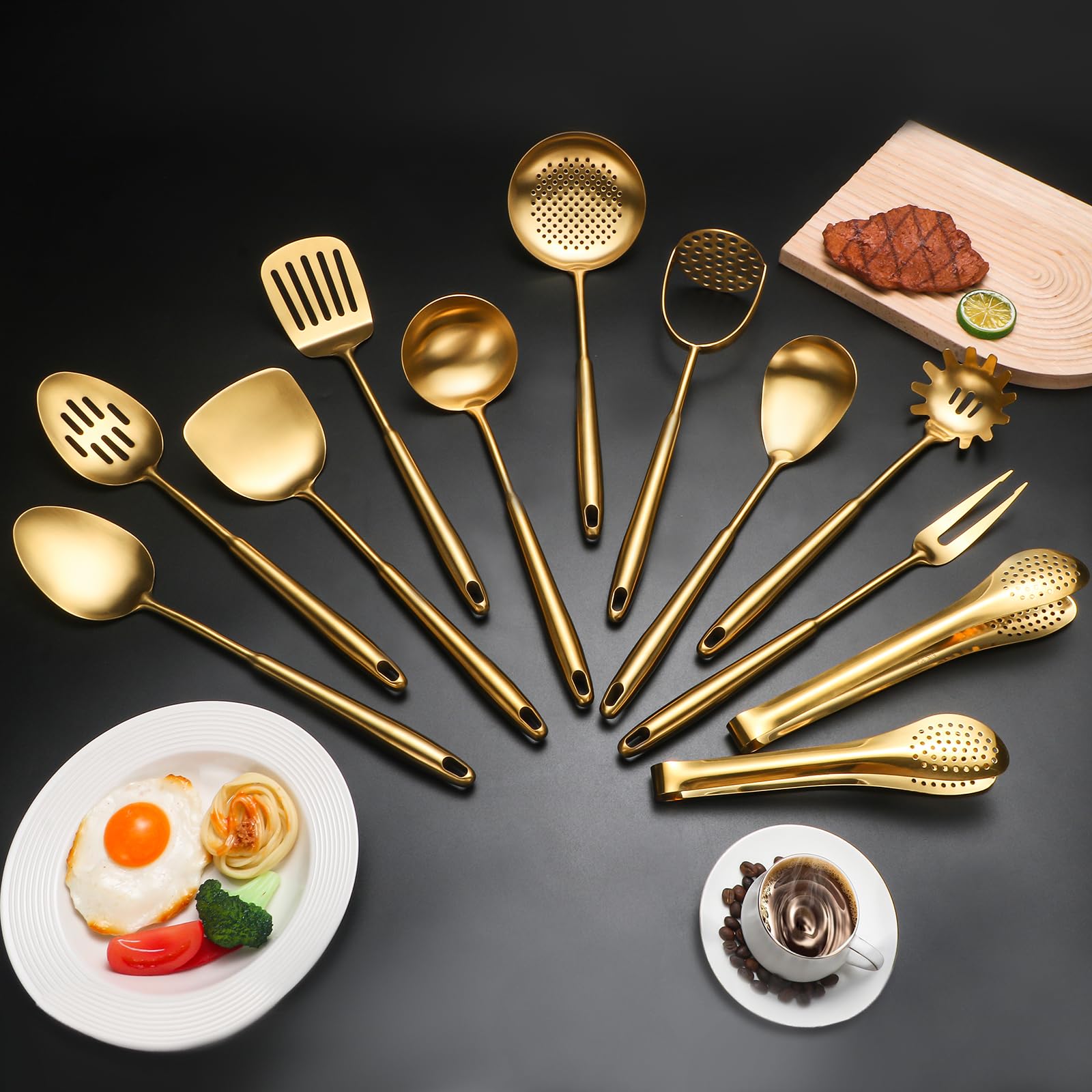 Lazycorner 304 stainless steel ladle designed for comfortable soup servings.