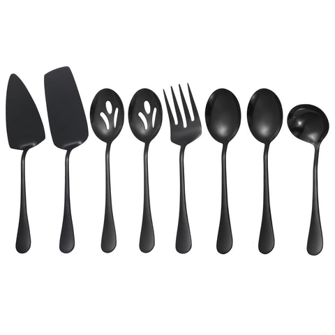 Lazycorner black slotted-serving-spoons for quick, mess-free serving.