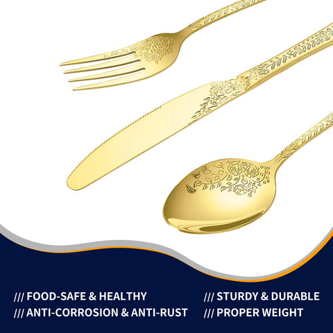 Lazycorner gift-ready packaging makes this gold silverware a thoughtful housewarming gift.