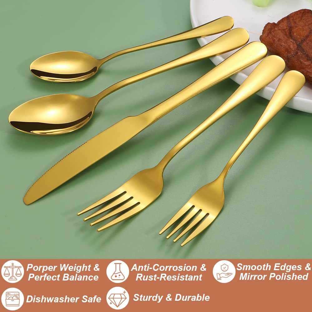 Lazycorner gold salad fork with smooth edges and grip