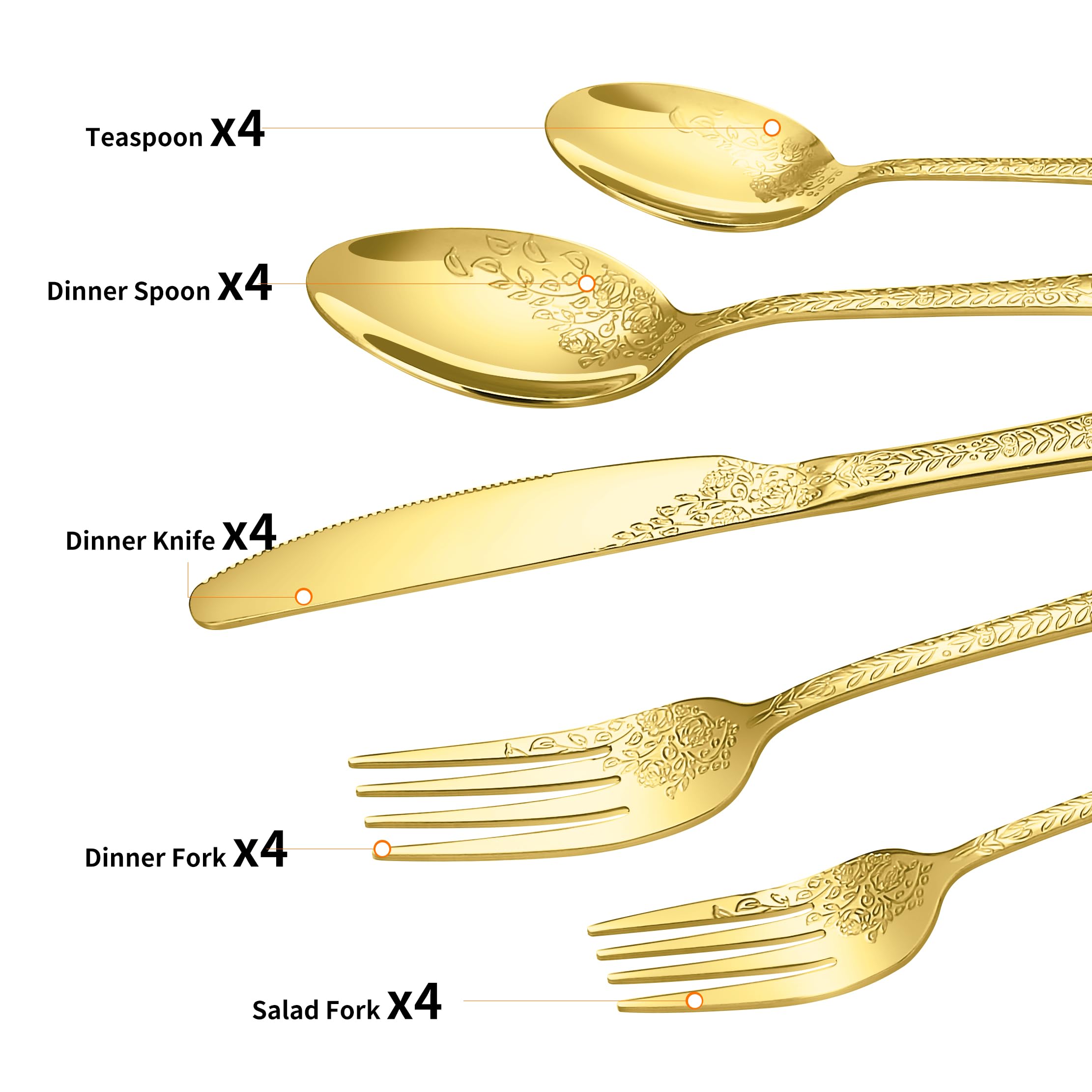 Lazycorner stainless steel cutlery with mirror finish, easy to clean after family dinners.