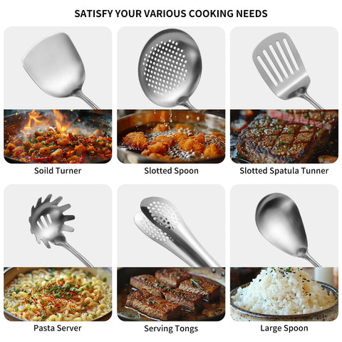 Lazycorner slotted spoon in stainless steel for draining and stirring vegetables