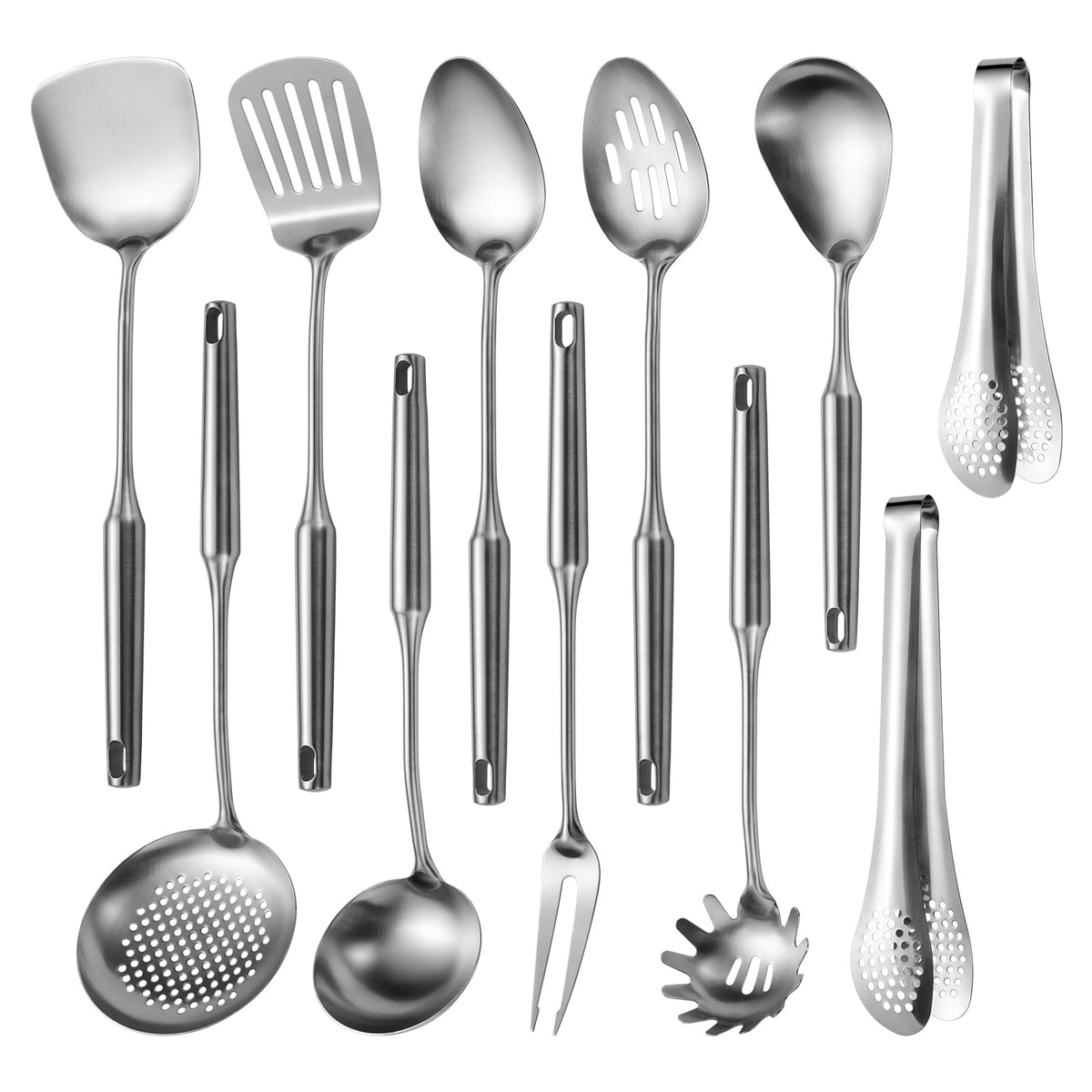 Lazycorner 11-piece spatula in 304 stainless steel, durable and balanced for precise flipping