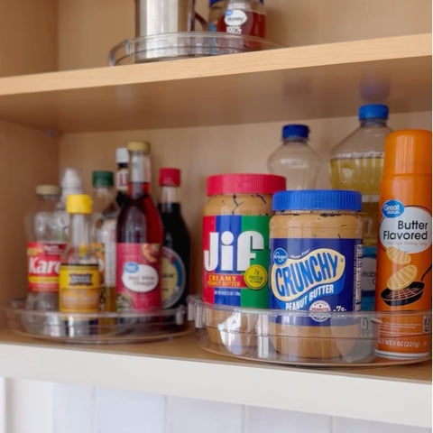 LazySpin 9.25 inch clear acrylic lazy Susan improves spice accessibility