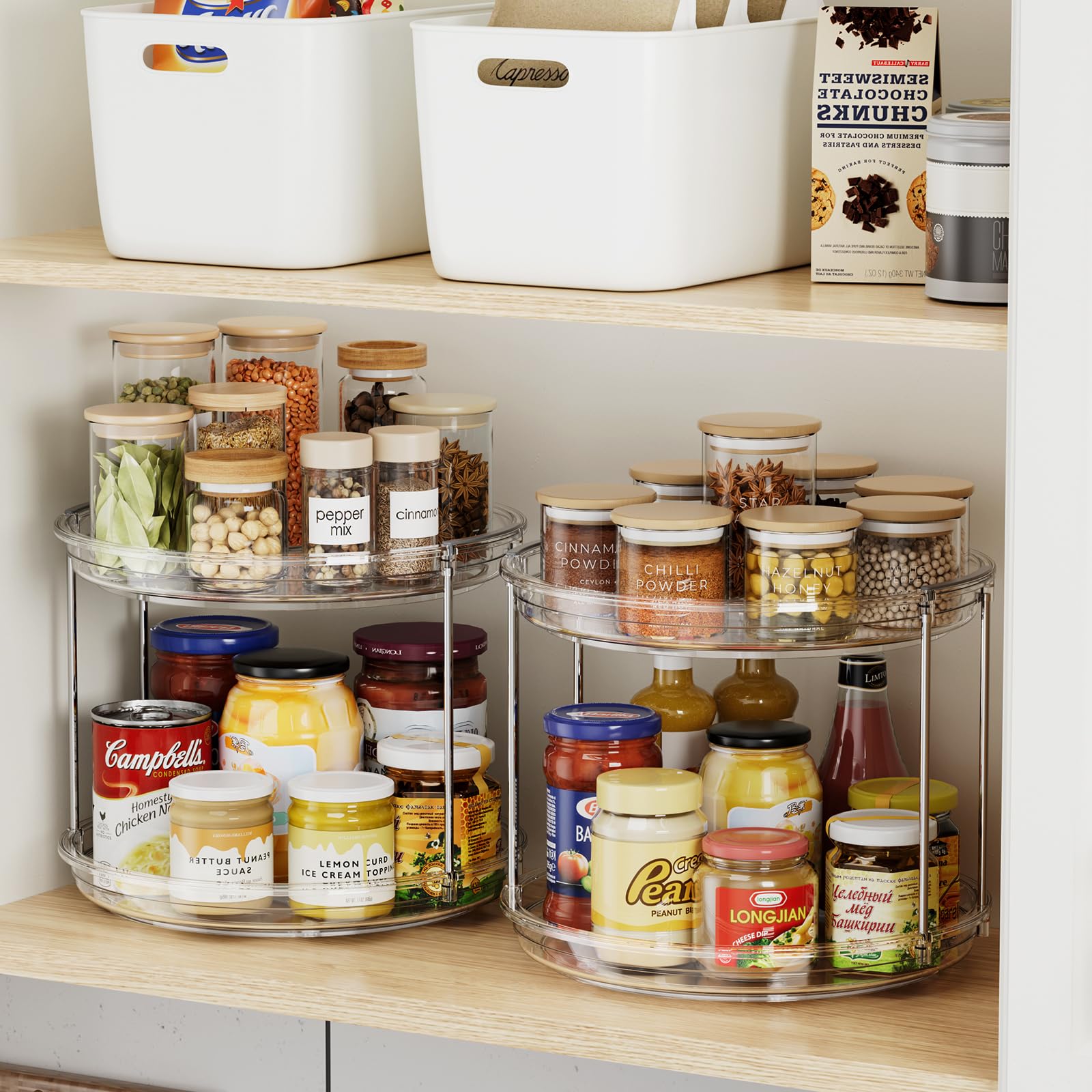 LazySpin compact cabinet organizer fits narrow spaces on countertops.