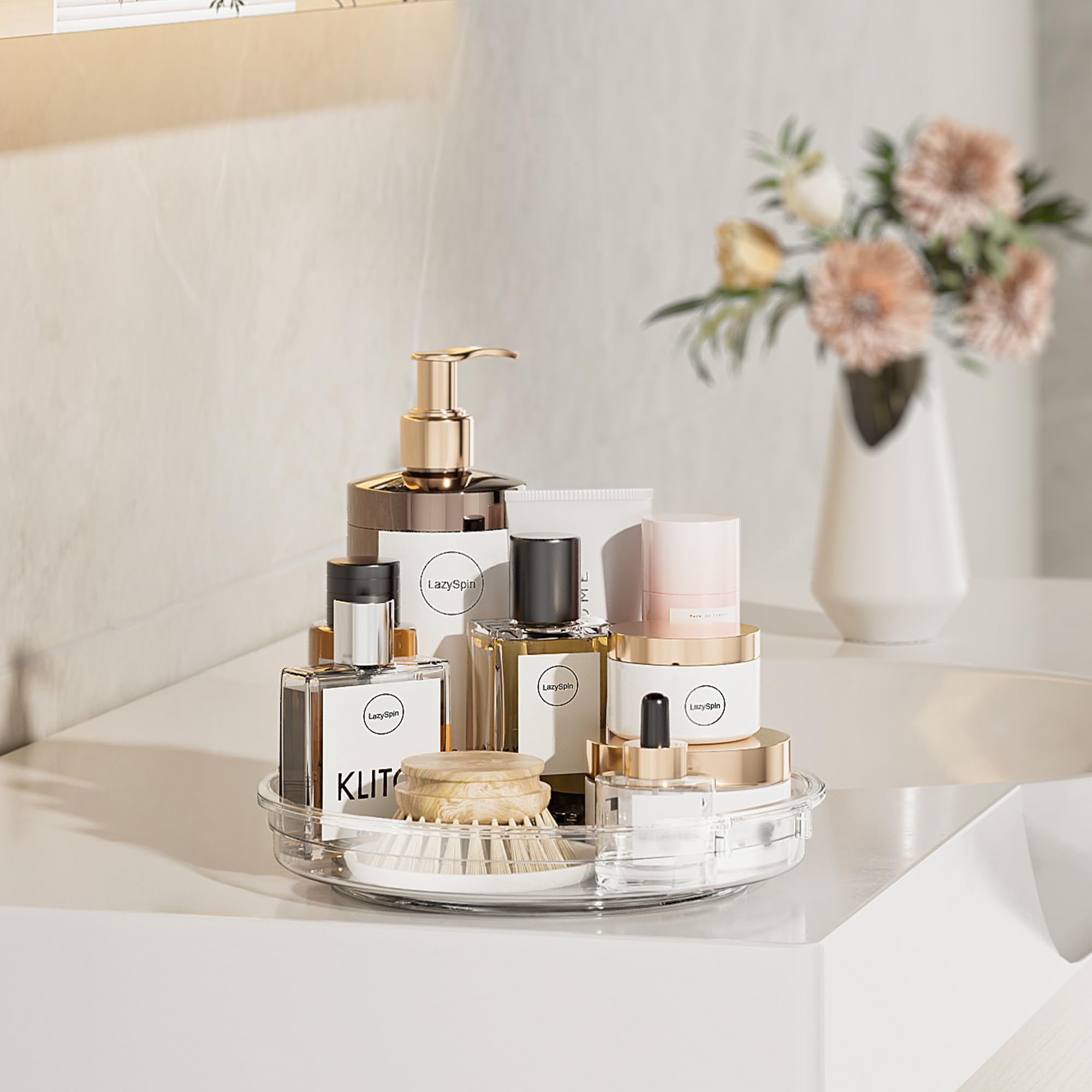 LazySpin spice organization lazy Susan streamlines cabinet storage
