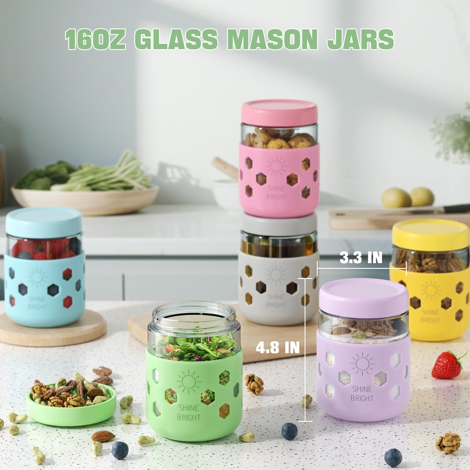 Close-up of Lazyshine jar showing silicone sleeve protecting glass.