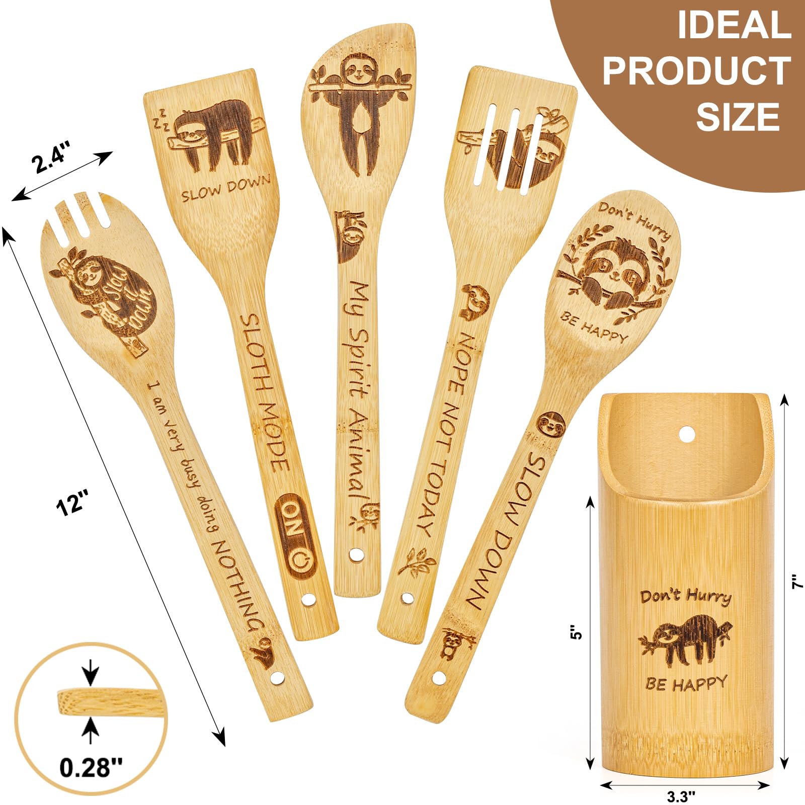 LBCIGOR slotted spatula featuring playful sloth engraving for precise flipping and stirring