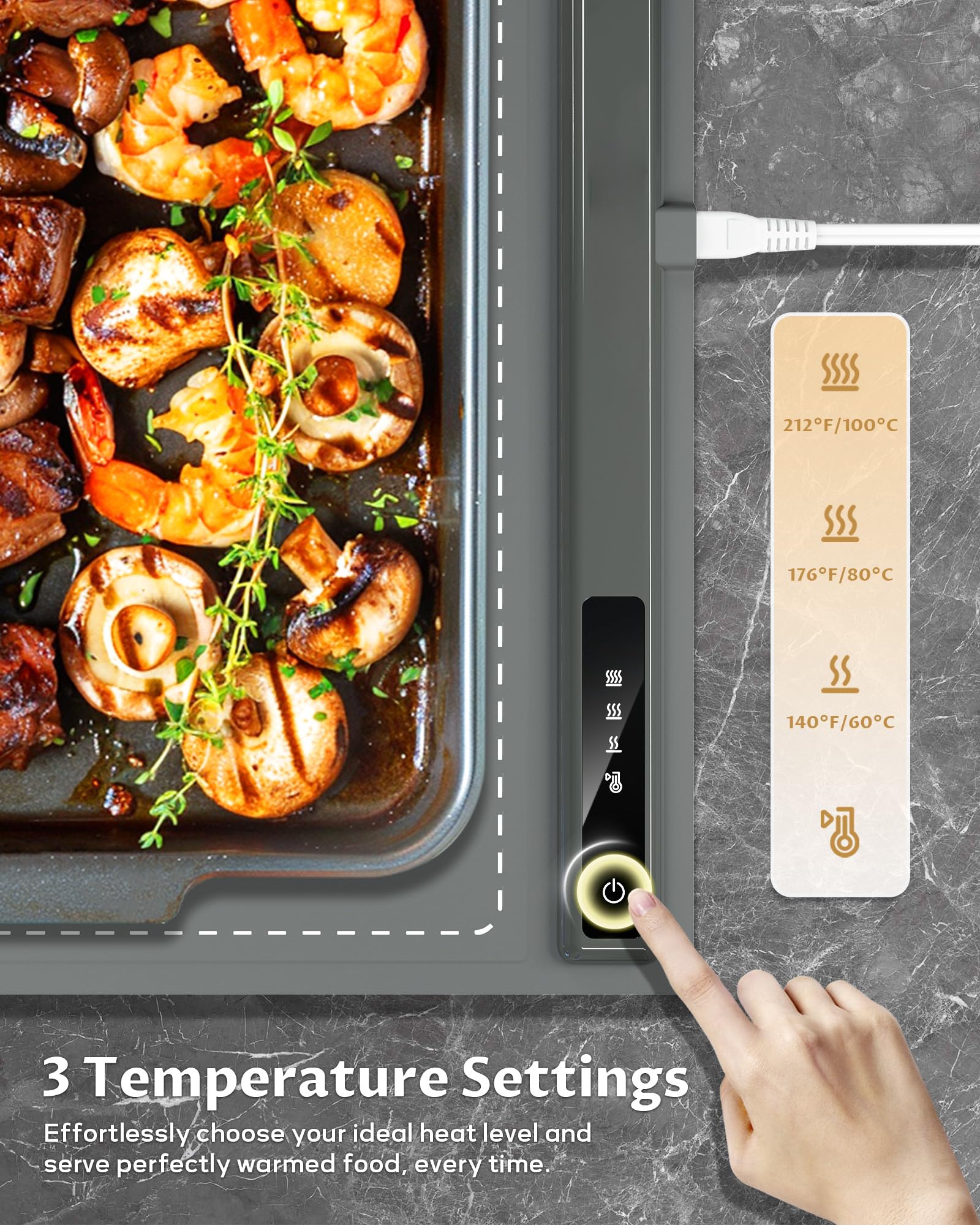 LBOLHZO warming mat demonstrates 10-second rapid heat for quick serving