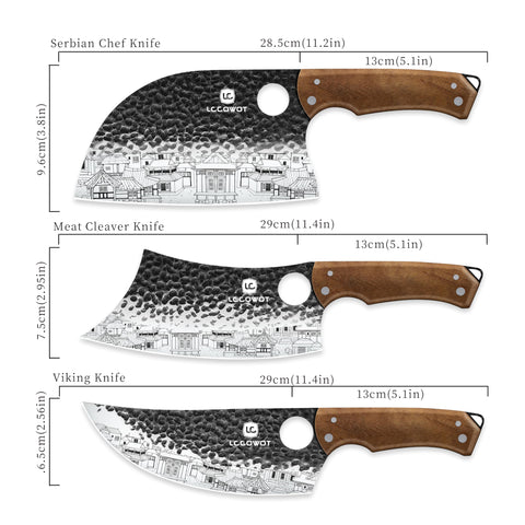 Lccowot 6-5inch Viking Knife with ergonomic wooden handle