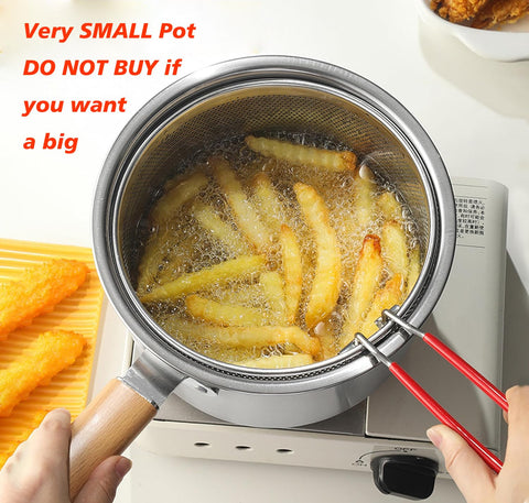 LCYHOMIEE fry basket in use showing draining capability