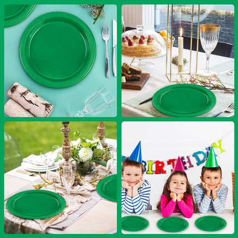 LDFDRT bulk pack of 100 green plates for large gatherings.