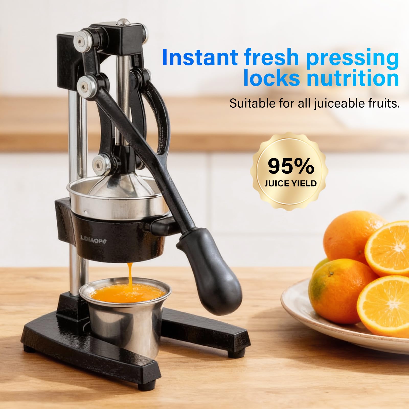 Ldiaopg commercial-grade hand juicer for restaurant-use with high yield.