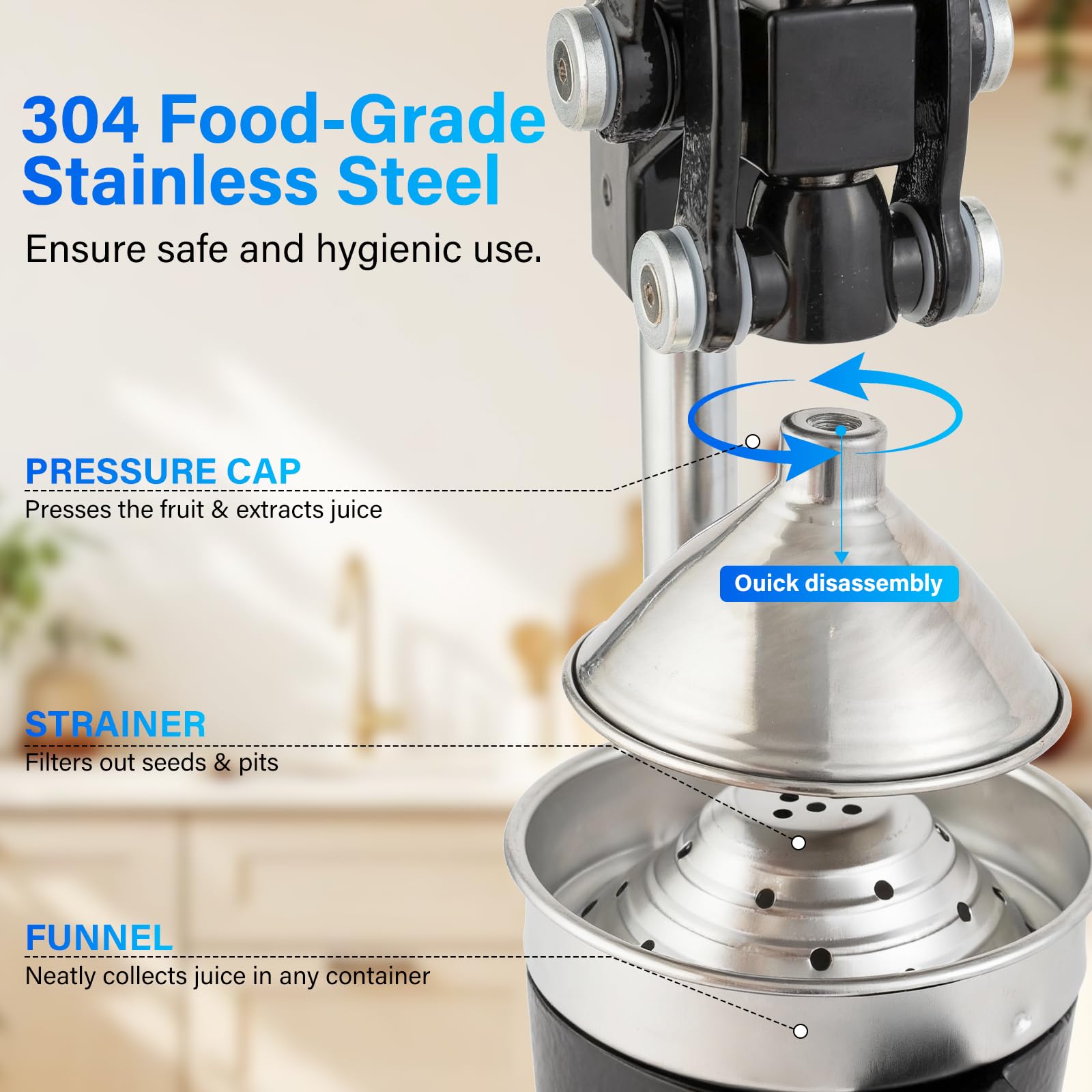 Ldiaopg non-slip-base keeps the juicer stable during use.