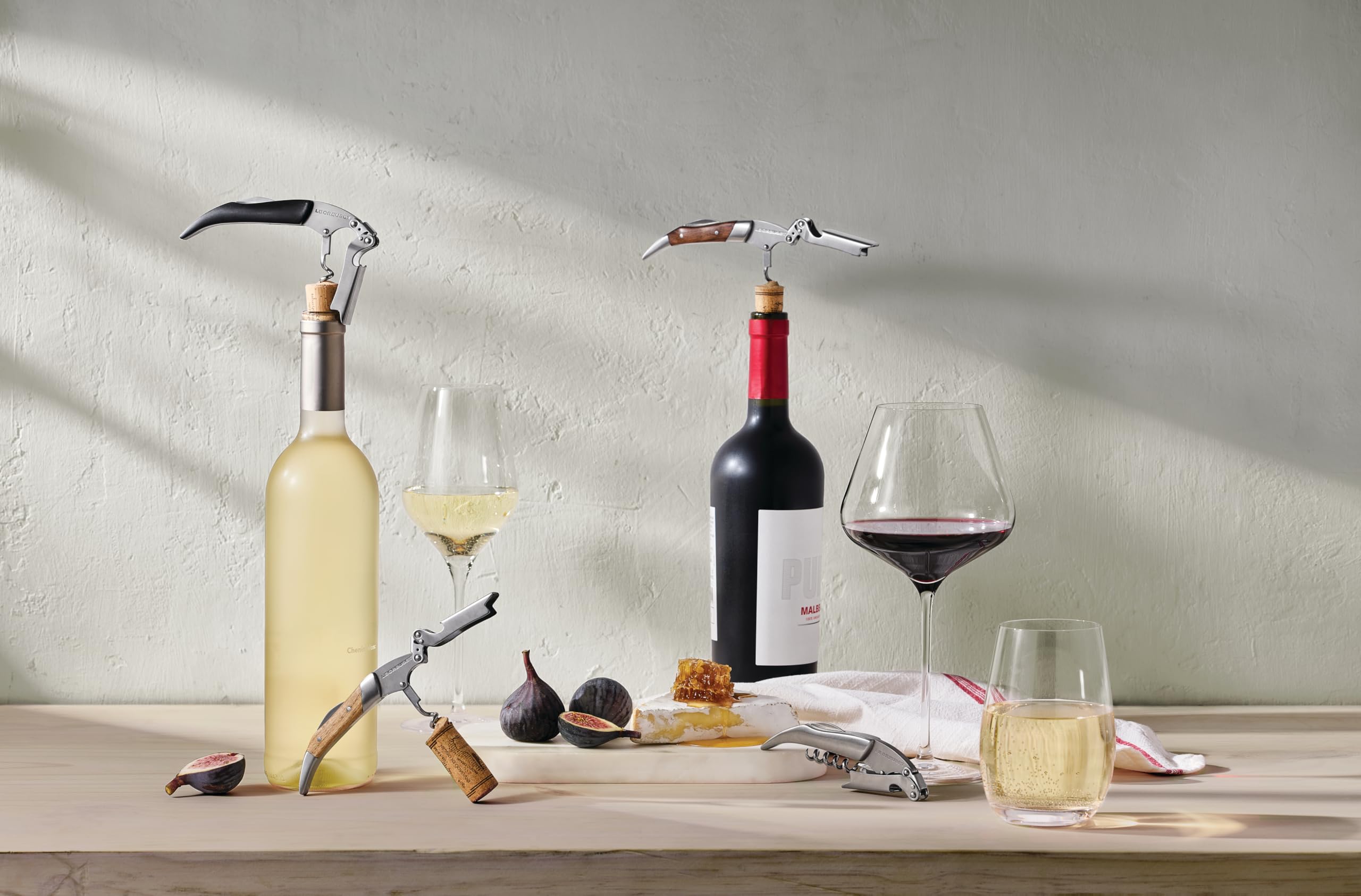 Le Creuset corkscrew easily handles natural and synthetic corks