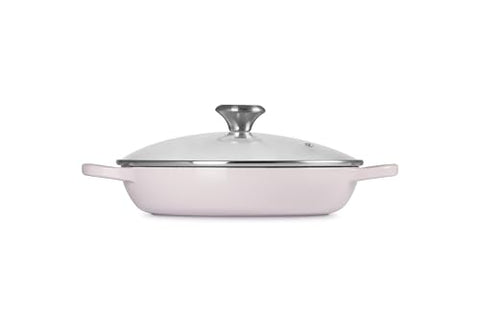 Le Creuset braiser round shallot on stovetop demonstrates versatility and browning capability