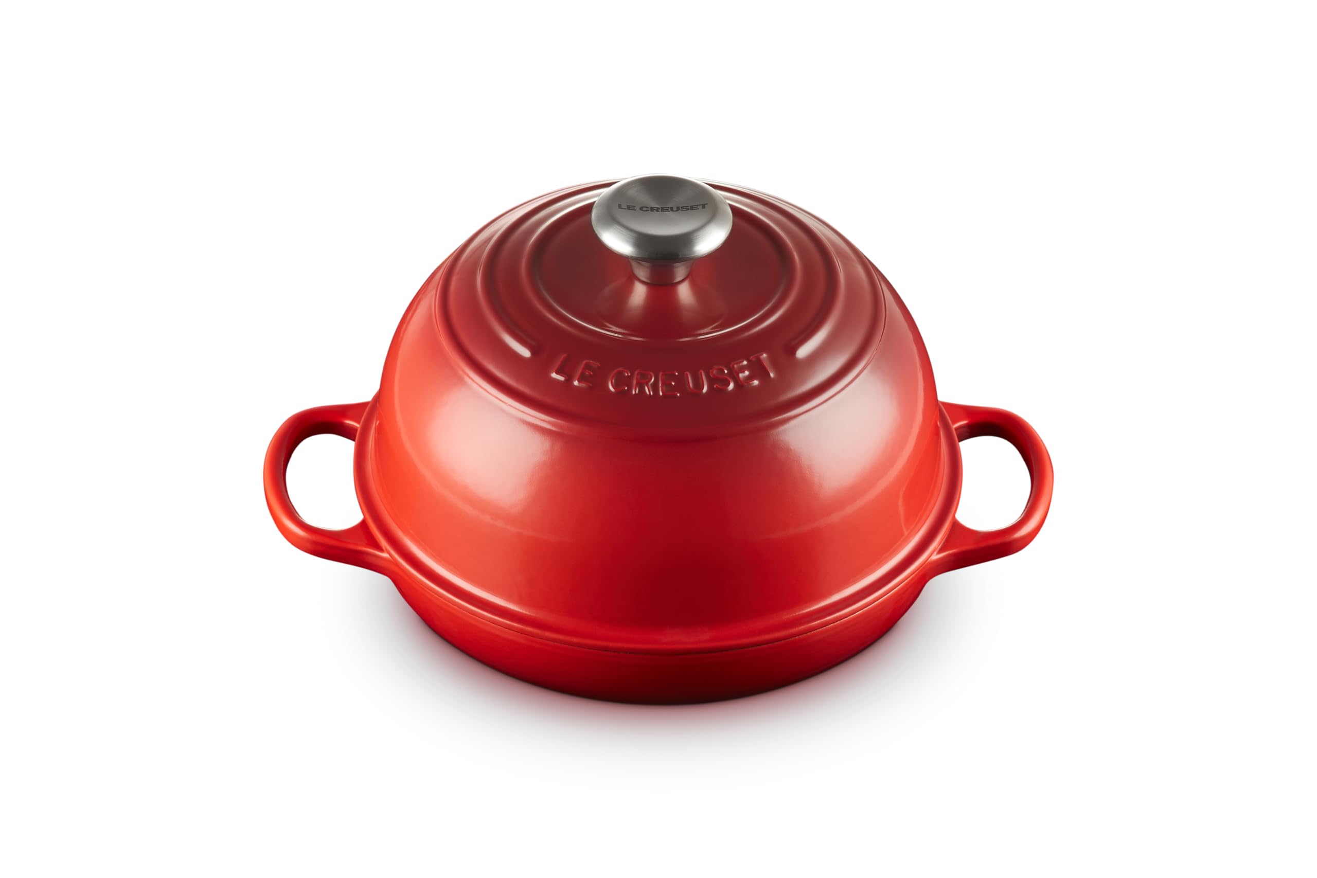 Le Creuset Bread Oven Cerise front view shows even heat distribution for bakery crusts.