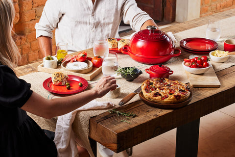 Le Creuset Bread Oven Cerise tight lid helps bakery-like rise and crisp crust.