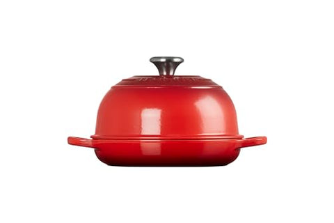 Le Creuset Bread Oven Cerise side ridges promote even browning and loaf definition.