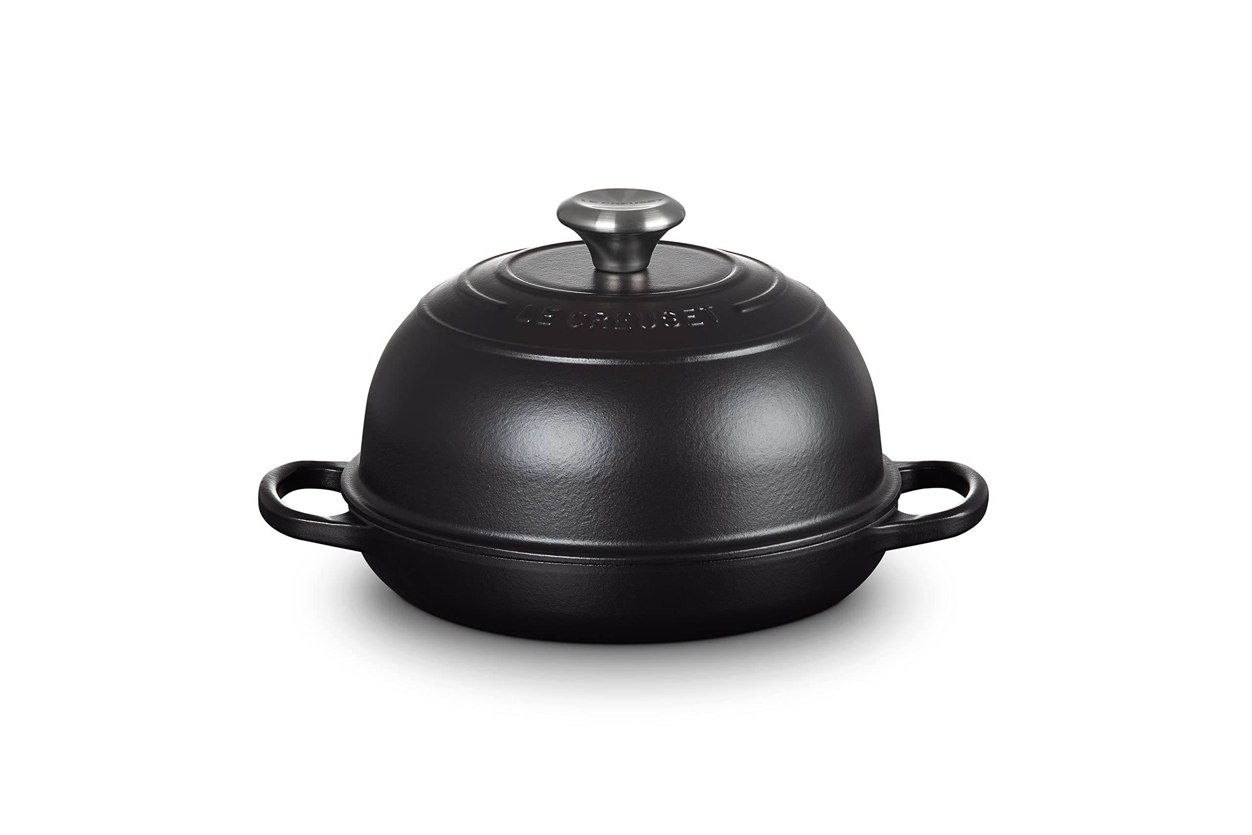 Le Creuset bread oven licorice front view with domed lid.
