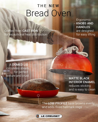 Le Creuset interior enamel develops patina for enhanced baking performance