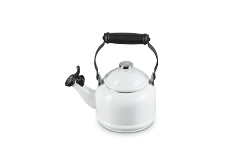 Le Creuset Demi Tea Kettle 1.25 qt white full view, quick heat for tea