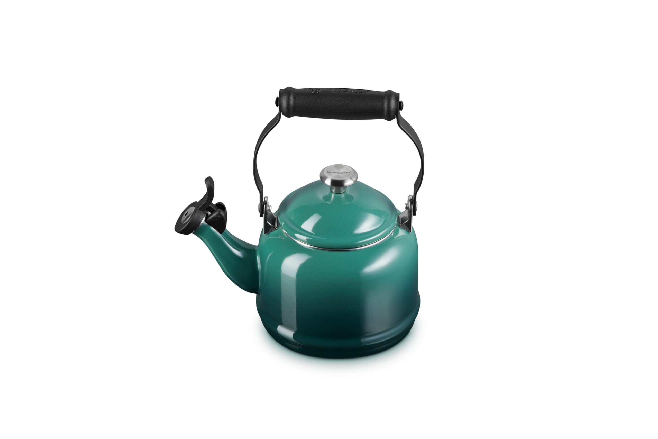 Le Creuset Demi Tea Kettle Artichaut pours smoothly with a reliable whistle
