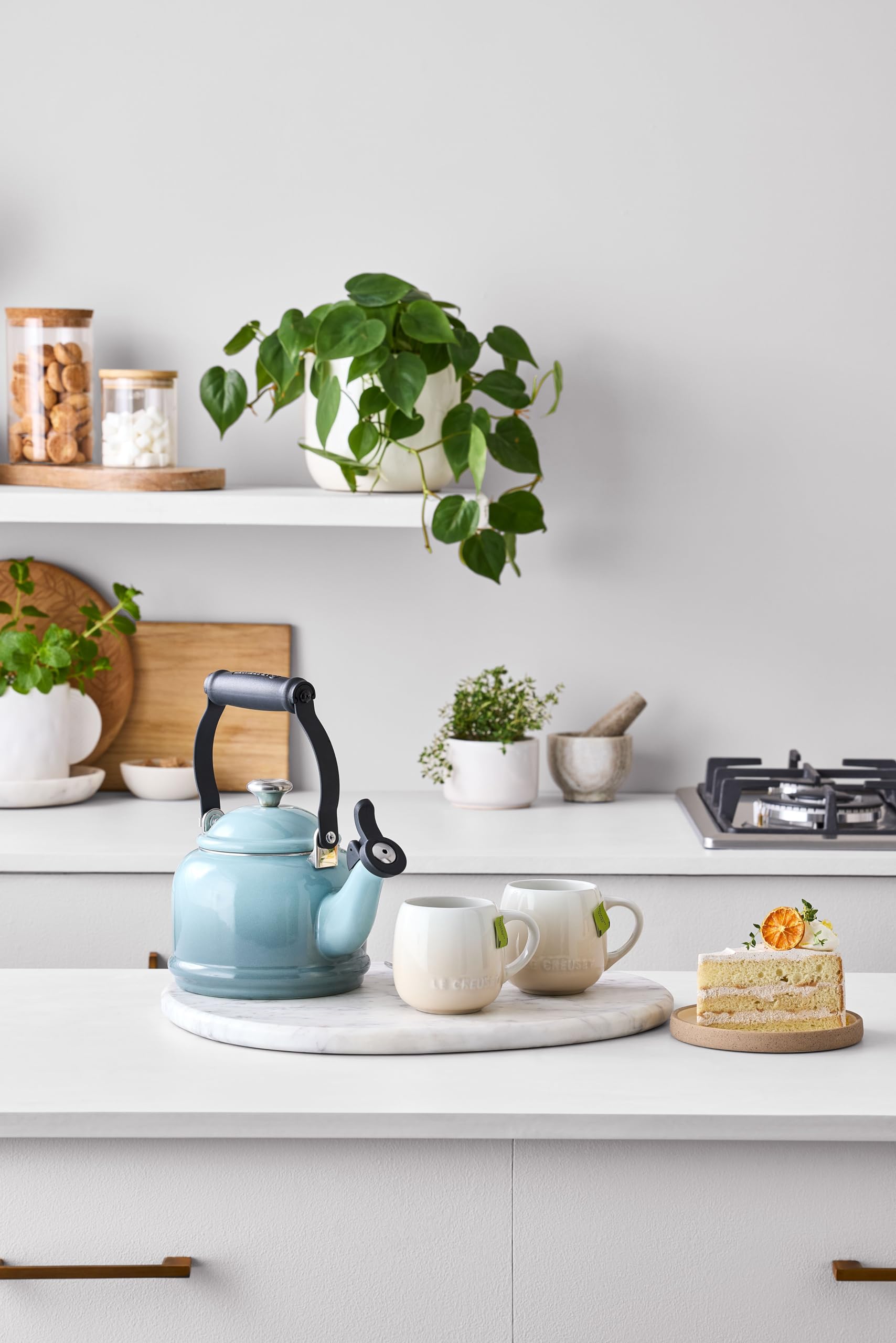 Le Creuset Demi Tea Kettle Artichaut rapid heat raises water quickly