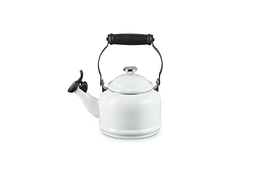 Le Creuset Demi Tea Kettle white handle and knob close up for secure grip