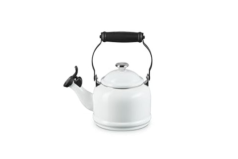 Le Creuset Demi Tea Kettle white handle and knob close up for secure grip
