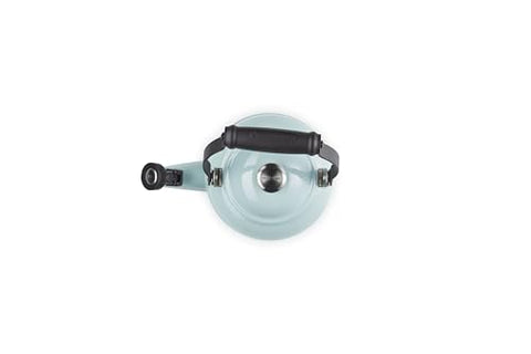 Le Creuset Demi Tea Kettle Sea Salt interior markings show min and max levels.