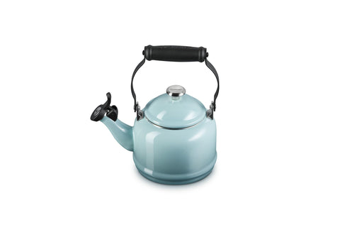 Le Creuset Demi Tea Kettle Sea Salt pours smoothly for tea and hot water.