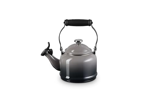 Le Creuset Demi kettle with whistle visible for signaling boiling