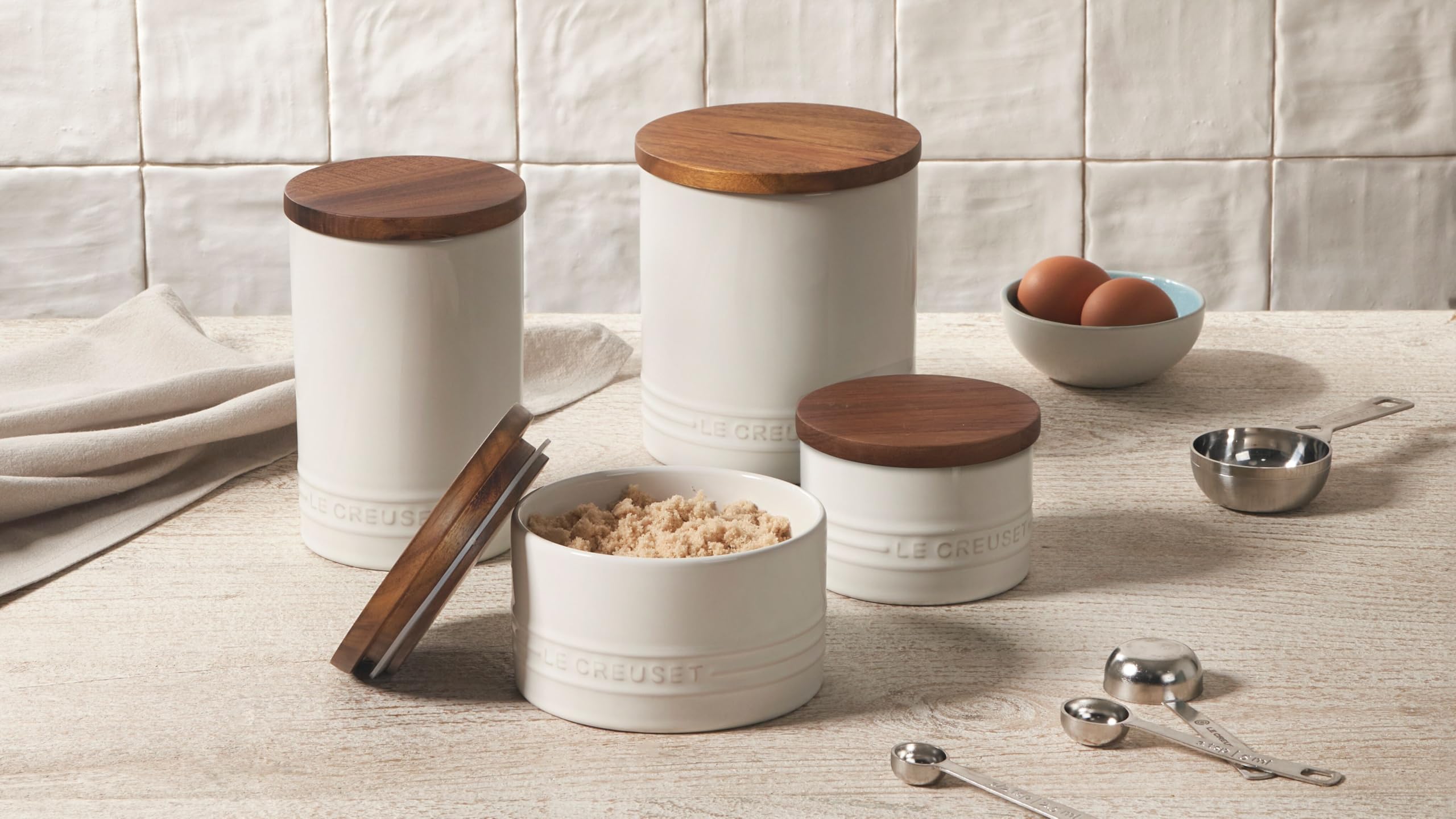 Le Creuset enamel glaze on the canister surface remains nonporous and chip resistant.