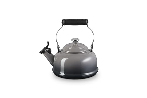 Le Creuset kettle handle detail designed for comfortable pouring.