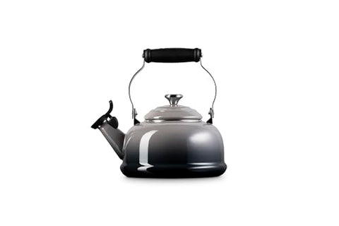 Le Creuset kettle pour spout ensuring smooth, controlled pouring.