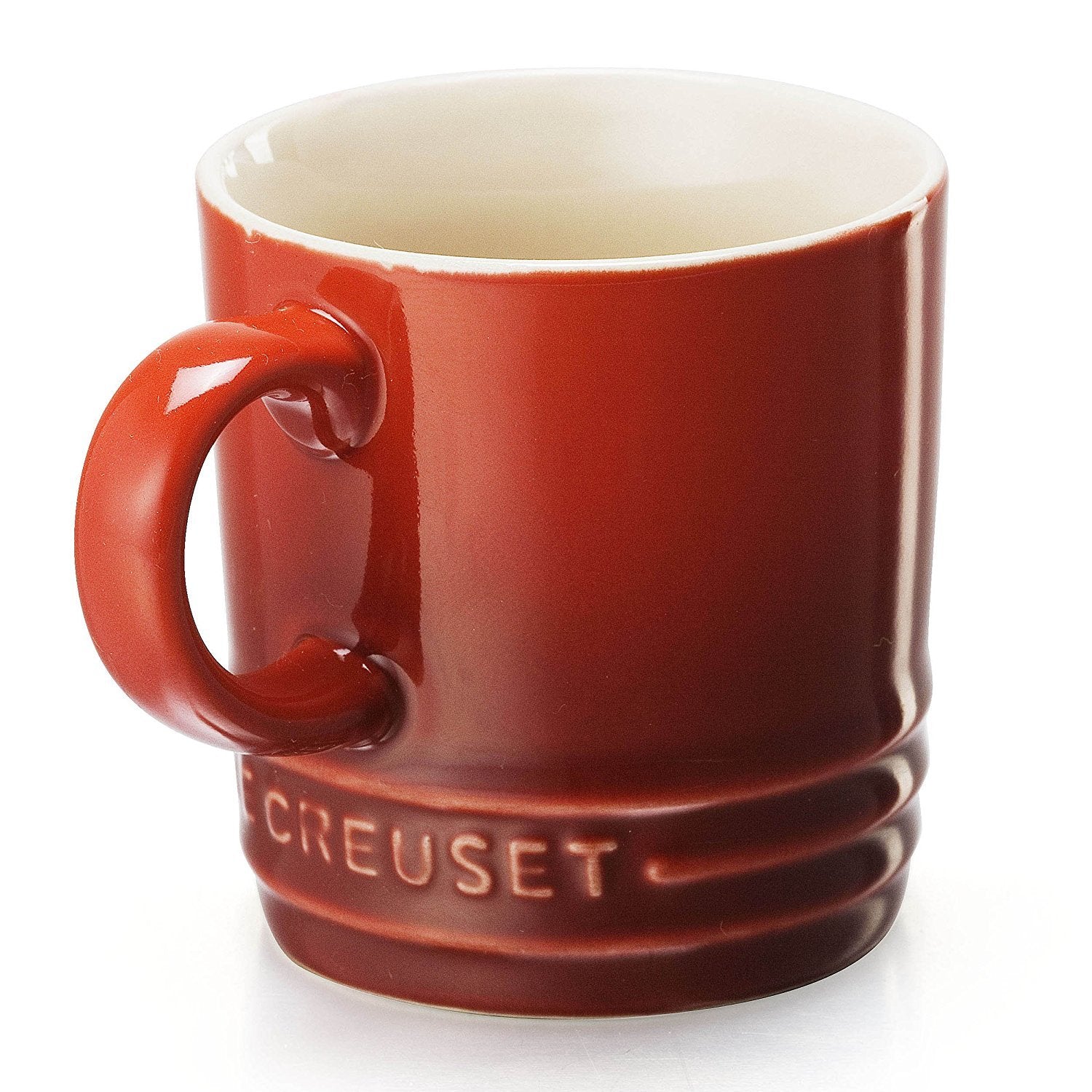 Le Creuset Cerise 3 oz espresso mug ready for a perfect single shot