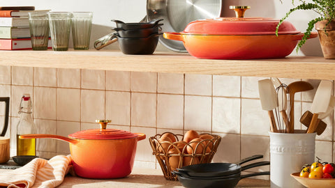 Le Creuset flared-end design prevents hands from slipping.