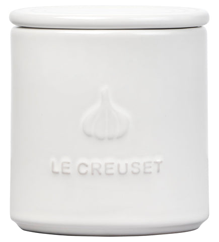 Le Creuset garlic keeper base-holes improves humidity control for fresh garlic on the counter.