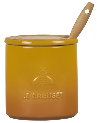 Le Creuset Nectar honey pot keeps drizzle warm for serving and tea.