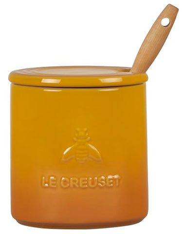 Le Creuset Nectar honey pot keeps drizzle warm for serving and tea.
